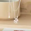 Collar de Plata S925 Nalan Estilo Ins Exquisito y Sencillo Moneda de Cobre Diamante Caballo Mecedora Nicho Hielo Triturado Y02607