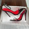 Sandálias de Salto Fino com Solado Vermelho Hot-Selling Moda Verão 2026 Novo Estilo Elegante Sexy com Cadarço Tira no Tornozelo Tira Única Salto Alto