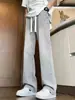 Marca de Moda Tendencia Estilo Hong Kong Jeans para Hombre Pantalones de Pierna Recta Sueltos Pierna Ancha Versátiles Tendencia Retro Casual Adelgazantes Pantalones Largos Ropa para Hombre