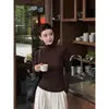 Tricô fino, versátil, de manga longa, para usar como base no outono, comprimento médio, modelagem solta, na cor cinza rocha, disponível para transmissão ao vivo e distribuição