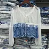 Blusa de Manga Longa Tie-Dye 2026 Nova Malha Crochê Vazada Tie-Dye Roupa de Exterior Viagem Roupas Étnicas Atacado