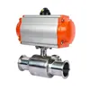 Válvula de Esfera Três Vias Pneumática de Instalação Rápida, Válvula Pneumática de Aço Inoxidável 304 Tipo L Tipo T Grau Sanitário Q684/5F-16P