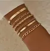 Pulseira boho minimalista transfronteiriça europeia e americana corrente Figaro de metal pulseira simples multicamadas para terno feminino