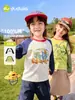 [Pacote com 2 100% Algodão] Camiseta de Manga Longa Infantil Dudu Outono Top Infantil Camada Base para Meninas Roupinhas de Bebê