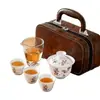 Juego de té de viaje color jade, tetera de cerámica, gaiwan, taza de té de porcelana blanca para exteriores, bandeja de té de vidrio, regalo de empresa