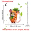 Chaveiro Acrílico 2D Fofo e Divertido Transfronteiriço com Múltiplos Padrões para Escolher, Apresentando Personagens de Desenho Animado Como Anões, Frutas e Ratos, Adequado como Pingente de Bolsa