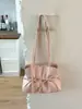 Bolsa baguette de couro oleado plissado retrô estilo coreano para mulheres, nova bolsa versátil de alta qualidade com laço para usar sob o braço 2026