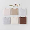 2022 Camiseta Sencilla Estilo Coreano para Bebé Estilo ins Versátil Color Sólido Camiseta Básica para Niños y Niñas Recién Nacidos