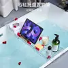Estante de Almacenamiento para Bañera Estante Cilíndrico de Baño para Baño Estante de Almacenamiento de Artefactos de Baño de Lujo Ligero Bandeja para Bañera Retráctil Plegable