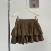 Ruoxin 2026 Otoño Nuevo Vintage Volantes Estampado de Leopardo Línea A Faldita en Capas para Mujeres Menudas Falda Corta Versátil