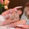 Brincos de Pérola com Zircônia Bling Francês para Mulheres Temperamento de Luxo Leve Sentido de Alto Padrão Doce Único Versátil Joias de Orelha Venda por Atacado