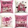 Nova Fronha de Almofada de Linho Fantasma Preto e Branco Festa de Halloween Sala de Estar Sofá Fronha Decorativa Capa de Almofada Transfronteiriça