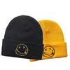 Gorro de punto bordado Smiley Grunge de los 90 para hombre y mujer europeo y americano, gorro de lana cálido para montar, gorro deportivo para el frío