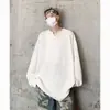 Camiseta Texturizada Pequena com Decote em V e Mangas Longas para Homem, Novo Estilo Primavera e Outono 2025, Camisa de Camada Interna Estilo Americano Solto e Relaxado
