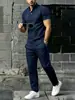 2026 Novo Estilo Americano Outdoor Praia Casual Caimento Solto Versátil High Street Casual Camisa Polo e Calça