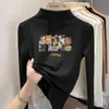 Camiseta de manga comprida com gola alta para meninas, camada base com forro de fleece, novo estilo outono/inverno 2026, top casual infantil com forro de fleece