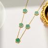 Colar Pulseira Brincos Flor de Cinco Folhas de Madrepérola Estilo Luxo Acessível Europeu e Americano para Mulheres Aço Titânio Não Desbota Joias de Alta Qualidade