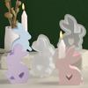 Suporte de vela de coelho de amor de epóxi de cristal DIY Decoração de base de vela de coelho de Páscoa Molde de silicone atacado