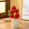 Planta de rosa artificial tejida en maceta, producto terminado hecho a mano a crochet, flor artificial para decoración de escritorio en casa, venta al por mayor de regalos, flor de hilo