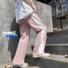 Verano 2022 Nuevo Pantalón de Chándal Recto para Hombre con Franja Sumergida, Cordón Ajustable, Holgado, de Pierna Ancha, Casual