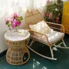 Cadeira de Balanço Varanda Lazer Cadeira de Rattan Casa Sofá Preguiçoso Sala de Estar Individual Cadeira de Balanço Exterior Cadeira de Lounge para Adultos Cadeira de Balanço