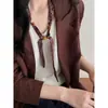 Colar com Contas de Madeira, Cerâmica e Tecido Chiffon Estilo Étnico Retrô Corrente para Clavícula Colar de Nicho de Luxo para Mulheres