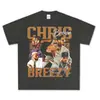 Camiseta de Manga Curta com Estampa Hip-Hop Retro Americano Transfronteiriça Chris Brown Chris Brown Moletom Solto