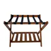 Suporte de Bagagem para Hotel Casa Pousada Quarto de Hóspedes Quarto de Dormir Bambu Dobrável Camada Dupla Suporte de Bagagem Suporte de Armazenamento Sapateira