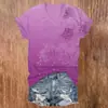 Estampa Floral em Aquarela Gola V Manga Curta T-shirt Casual Digital 3D Peça Única Atacado Estampa 3D Verão
