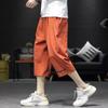 Shorts casuais de verão masculinos, esportivos, soltos, de secagem rápida, de seda gelada, tamanho grande, acima do joelho, cor sólida, calças curtas para gordos
