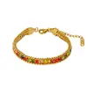 Pulsera de circón de color estilo apilado de temperamento de lujo ligero acero inoxidable oro de 18 quilates personalidad Joker joyería femenina venta al por mayor de fábrica