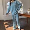 Conjunto Cálido de Hadas Forro Polar Coral Invierno Suelto Forro Polar de Doble Cara Casual Gente Perezosa Hogar Pijama Cálido Conjunto de Dos Piezas para Mujer