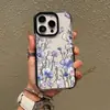 Funda tipo hada azul y morada con enredadera floral y mariposa para iPhone 16, funda de teléfono floral transparente de color contrastante, suministro transfronterizo, en stock