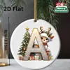 Adornos navideños 26 letras del alfabeto pequeño ciervo colgante acrílico 2D árbol de Navidad decoración del hogar navideña