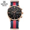 Reloj MEGIR con esfera ultrafina y correa de malla, multifunción, cronógrafo, resistente al agua, luminoso, calendario, venta al por mayor.