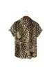 Camisa hawaiana transfronteriza impresión 3D patrón de leopardo elástica en cuatro direcciones cómoda casual manga corta suministro directo de fábrica