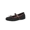 Shallow Mouth Korean Style 4cm Hidden Heel Mary Janes Bow Autumn Ballet Flats Plus Size Lightweight 2026