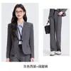 Conjunto curto de primavera e outono para mulheres baixinhas, adequado para entrevistas de estudantes universitários, profissional e elegante, slim-fit, conjunto de terno azul marinho