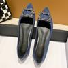 Zapatos de Trabajo Profesionales Planos de Punta Fina con Boca Baja y Suela Suave para Mujer, Moda Nueva Primavera y Verano 2025, Zapatos Planos con Hebilla Cuadrada de Pedrería para Mujer