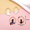 Pendientes de aleación con aceite de goteo de la serie Princesa, material de bricolaje, dibujos animados de gato, póker, conejo mágico, accesorios de joyería, colgante
