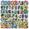 50/100 Peças adesivos de grafite de dinossauro de desenho animado não infratores mala morto voando skate geladeira motocicleta adesivos à prova d'água