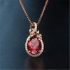 Nueva Moda Temperamento Simple Colgante Doble Amor Corazón Entrelazado Imitación Turmalina Roja Natural Color Rubí