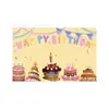 Fábrica 2027 Novo Fundo de Aniversário Desenho Animado Festa de Primeiro Aniversário do Bebê Cortina para Cabine de Fotos Decoração do Local da Celebração