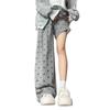 Pantalones Mochi Yamamoto con Lazo Gris para Mujer, Estilo Primavera, Pierna Recta Fluida, Petite, Casual Relajado, Pierna Ancha Suelta 14