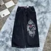 Comercio Electrónico Transfronterizo Jeans de Calle Americanos Y2K Hip-hop Estampado Dibujos Animados Retro Sueltos Jeans de Pierna Ancha para Hombre