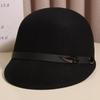 Sombrero para Mujer Otoño e Invierno Hebilla de Cinturón Lana Inclinado Estilo Ecuestre Coreano Retro Británico Montar Jinete Sombrero de Copa Versátil de Moda