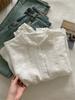 Camisa de Manga Larga con Volantes Estilo Francés para Mujer, Nuevo Modelo 2025, Diseño Blanco con Suave Empalme, Top de Otoño