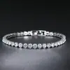 Popular Tenis Transfronterizo Tenis Cadena Hip-Hop Popular Zirconia de Diamante Completo Joyería de Fila Única Redonda Pulsera Amazon Europa y América