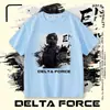 Camiseta de manga corta de algodón puro Weilong para niños y estudiantes, mercancía del juego Delta Force, top de verano holgado