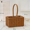 Cesta de Flores para o Dia da Mulher Armazenamento Vime Palha Arte em Ferro Portátil Rattan Presente Cesta de Flores Inserção para Vaso de Flores